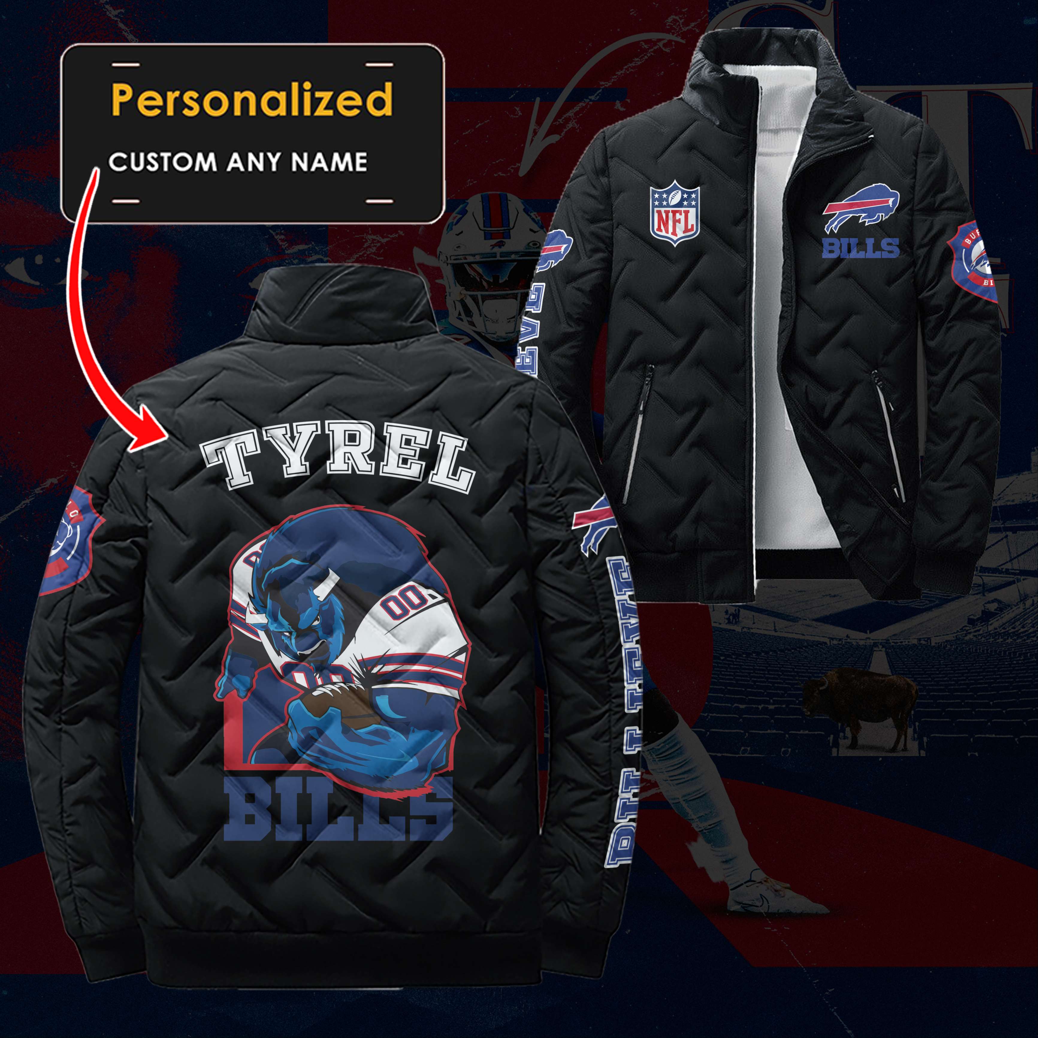 Personalized NFL Buffalo Bills Puffer Down Jacket – HN14 –...