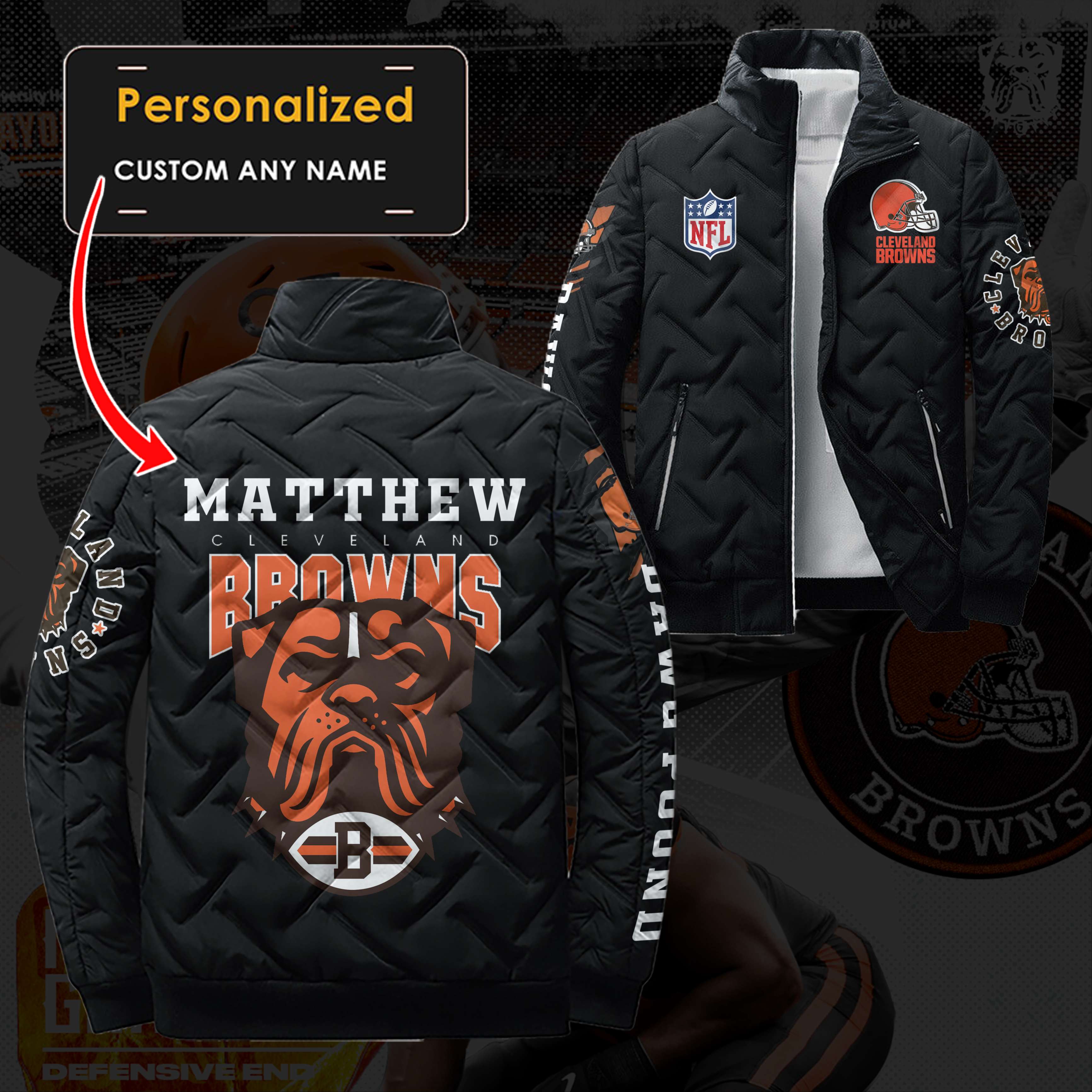 Personalized NFL Cleveland Browns Puffer Down Jacket – HN15 –...