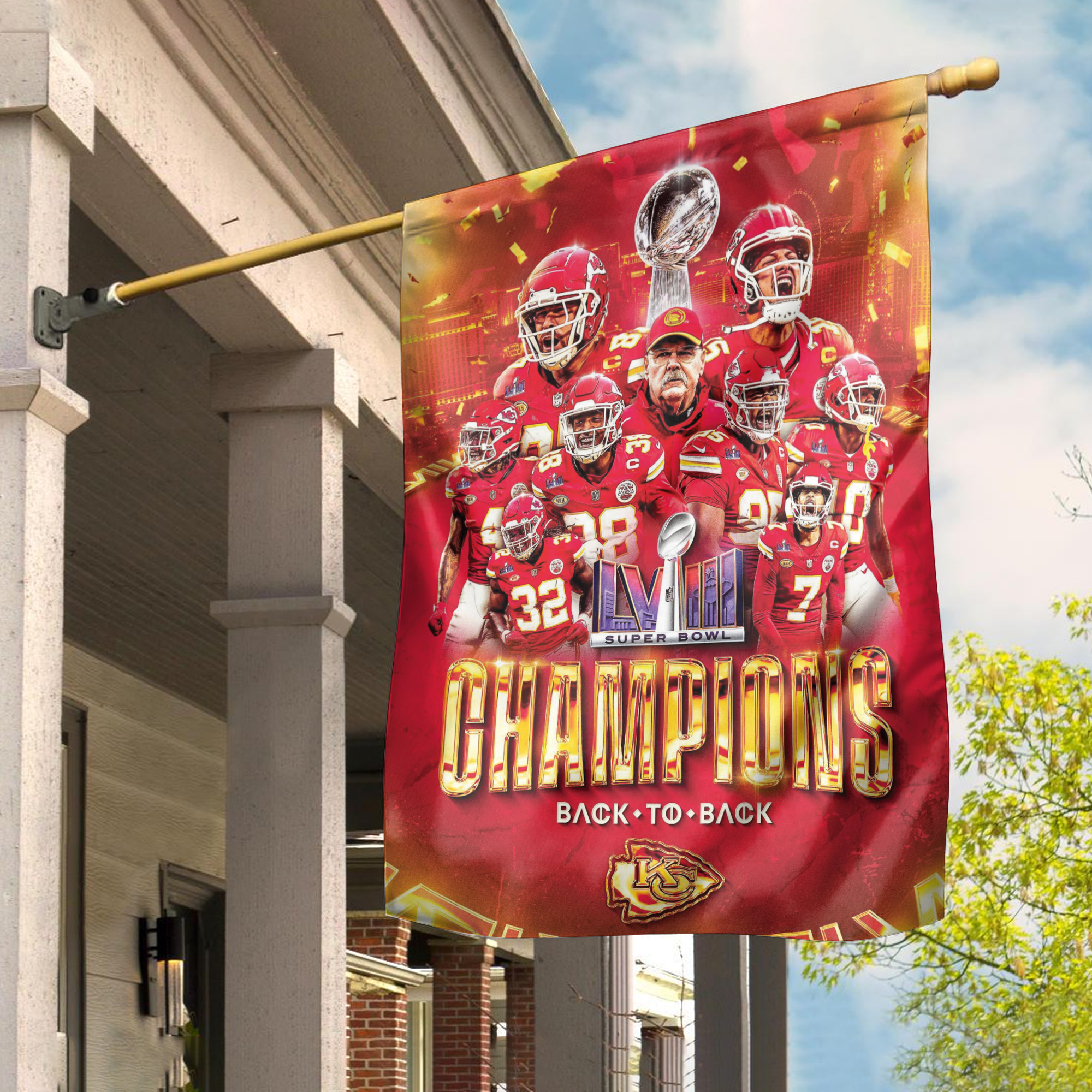 Kansas City Chiefs Champions Super bowl LVIII Back To Back House Flag – HN10 – Flag